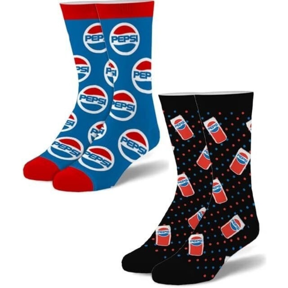 2 Pack Odd Sox Pepsi Men's Crew Socks - Size Medium (Shoe Size 6-10)